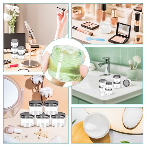 40 Pack 20g Plastic Jars with Lids, 20ml Round Clear Cosmetic Containers Makeup Jars, 0.7oz Travel Size Container Jar with Spatulas for Makeup Sample Lotion Cream Ointment Salve Balm Powder - color: Black, size: 20g