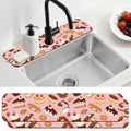 2 Pcs Kitchen Sink Splash Guard Faucet Mat Desserts Cakes Pattern Faucet Mat for Sinks Absorbing Drying Mats for Kitchen Bathroom - color: Desserts Cakes