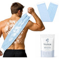 Yiclick Dual-Textured Exfoliating Washcloth Towel - Back Scrubber for Use in Shower Bath, Exfoliating Body Scrubber Exfoliator, Japanese Exfoliate Loofah Lufa Sponge Wash Cloth for Women Men - color: Sky