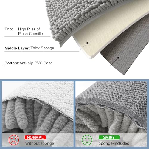Smiry Luxury Chenille Toilet Rugs U-Shaped 20x20, Soft Absorbent Non-Slip Contour Bathroom Rugs for Toilet, Machine Washable Contoured Bath Mats, Light Grey - color: Light Grey, size: 20" X 20" Contour Rug