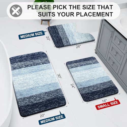 Arotive Bathroom Rugs Sets 2 Piece, Soft Absorbent Microfiber Bath Mats and U-Shaped Contour Toilet Rug, Machine Washable Dry Bath Mats for Bathroom, 24x16 and 24x20, Dark Blue - color: Dark Blue, size: 24" X 16" + U Shape 24" X 20"