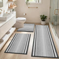 HEBE Chenille Bathroom Rugs Sets 3 Piece, Non Slip Washable Bath Mats Set | Absorbent Bathroom Mat Set, Soft Bath Rugs, Ultra Plush Bath Mat and U-Shaped Contour Toilet Rug Set for Tub Shower, Grey - color: Grey