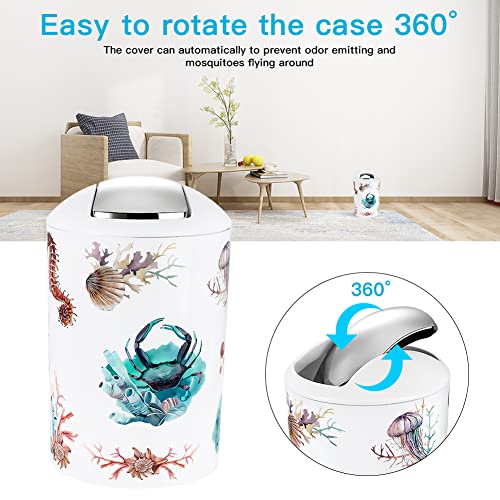OTOSTAR 6 Piece Bathroom Accessories Set Plastic Bathroom Set Includes Toothbrush Holder Soap Dispenser Tumbler Soap Dish Toilet Brush Holder Trash Can Bath Accessories for Decor Countertop (Seahorse) - style: C-Seahorse