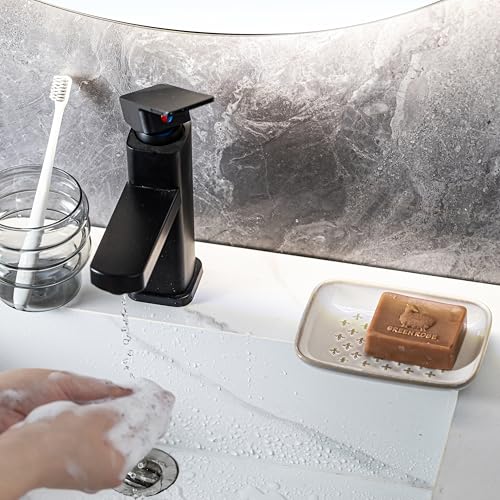Gomakren Ceramic Soap Dish for Bar Soap 5.5in Cross Soap Saver Tray, Beige | Prevents soggy soap, non-slip bottom, easy to clean, bathroom soap holder, multi-use for sink shower, sponge butter & jewelry - color: Beige, size: Cross