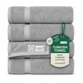 SALBAKOS 100% Turkish Cotton Bath Towel Set of 4, 27x54 inch | Premium Quality | Hotel & Spa Collection | Soft, Super Absorbent, Long Lasting Bath Towels | Made in Turkey (Silver, 4 Bath Towels) - color: Silver, size: 4 Bath Towels