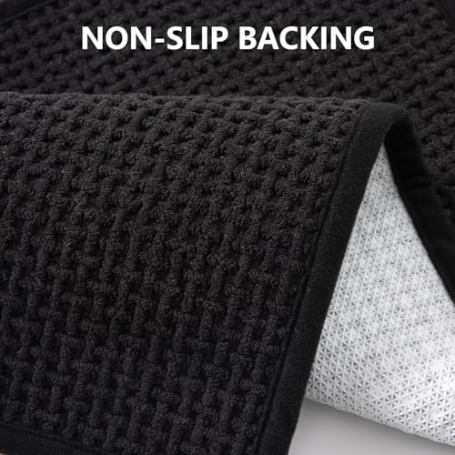 Bathroom Rugs Non Slip Washable, Super Absorbent Thin Bath Mat for Small Quick Dry Low Pile Bathroom Rug, (Black, 32″x20″) - color: Black, size: 1'8" x 2'8" (32″x20″)