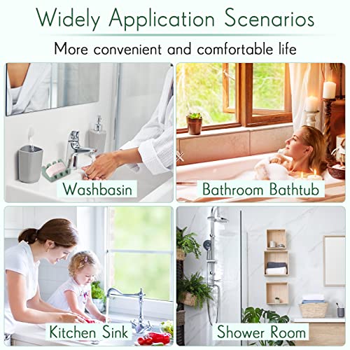 Cunhill 2 Pieces Silicone Soap Dish Self Draining Soap Dish Shower Waterfall Bar Soap Holder Tray with Drain Soap Saver for Kitchen Bathroom Accessories (Light Green) - color: Light Green