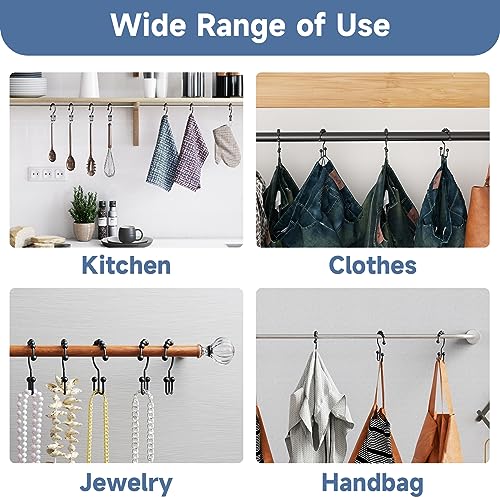 Titanker Black Shower Curtain Hooks Rings, Rust-Resistant Metal Double Glide Shower Hooks for Bathroom Shower Rods Curtains, Set of 12 Hooks - Matte Black - color: Black, style: Modern