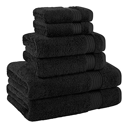 Cotton Paradise 100% Cotton Turkish Towel Set, Soft Absorbent Quick Dry, 6 Piece Towel Set, Coal Black - color: Coal Black, size: 6 PC SET (27x54" + 16x28" + 13x13")