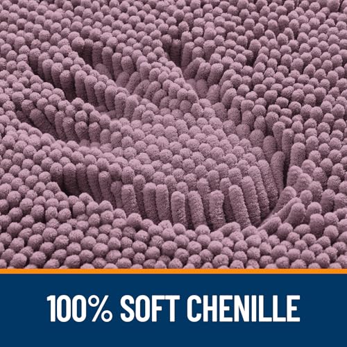 OLANLY Toilet Rugs U-Shaped 20x20, Extra Soft Absorbent Chenille Contour Bathroom Rugs for Toilet, Dry Quickly, Machine Washable, Non-Slip Bath Mat, Deep Plum - color: Deep Plum, size: 20" X 20" Contour Rug