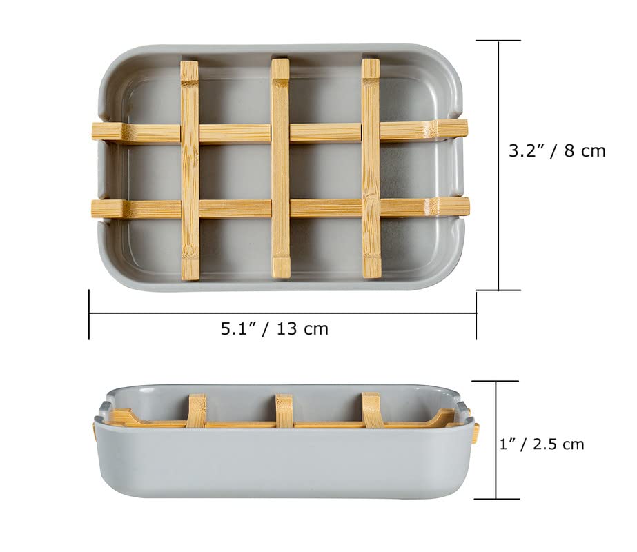 Eco-Friendly Bamboo Soap Dishes, Removable Soap/Sponge Holder for Home, Bathtub Soap Tray, Grey - color: Grey