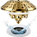 AzWzz Bathtub Drain Stopper, Pop Up Tub Stopper Plug with Bathtub Drain Hair Catcher Cover, Universal for 1.45 in to 1.8 in Tub Drain, Brushed Gold - color: Brushed Gold, style: Tub Drain Stopper with Hair Catcher