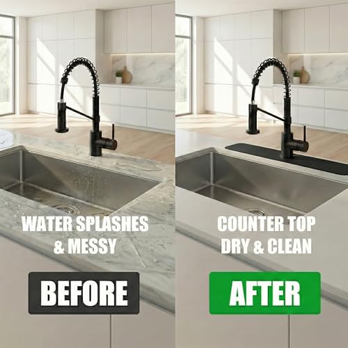 Cuttable Kitchen Sink Faucet Mat: 24" Lx4 W Splash Guard with Center Hole | Customizable Absorbent Non-slip Fabric Rubber Mat, Cut to Fit 2,3,4 Holes Irregular Sink with Soap Dispenser Air Gap - size: 24''Lx4''W