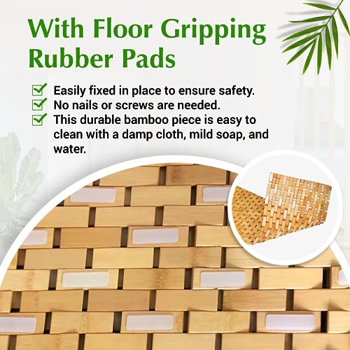 Bamboo Bath Mat 24 x 16 Inches and Wooden Soap Dish Set Bathroom Rugs Bathtub Mat Non Slip Bath Mats for Bathroom, Kitchen Sauna Spa Hot Tub Outdoor Decor - color: Wood, size: 24x16
