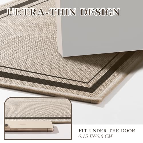 chakme Bathroom Rugs Mat 59x24, Ultra Thin Non Slip Bath Mat Large Quick Dry Absorbent Bath Mat for Bathroom Floor, (Light Beige, 59"x24") - color: Light Beige, size: Large (59" x 24")