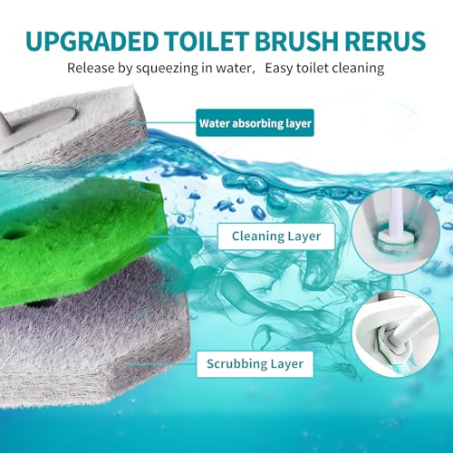 60 Count Toilet Brush Heads, Toilet Wand Refills for Clorox ，Suitable for Most Disposable Toilet Brushes. Features a Convenient snap-on Design. Both Home and Commercial use.No Falling Apart,