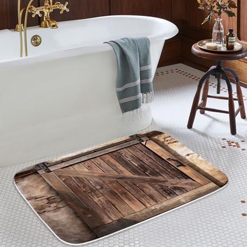 Vintage Rustic Barn Door Bath Rugs Non Slip Retro Farmhouse Theme Shower Mat Bathroom Decor Door Rug (16x24 inches) - color: Multi Color 18, size: 2' x 1'4" (Rectangular)