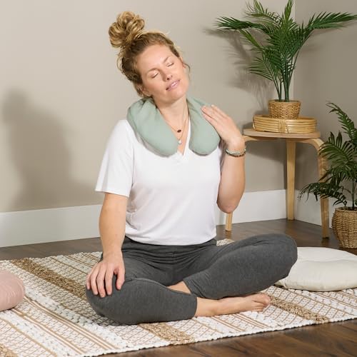 Bucky Linen Hot & Cold Neck Pillow, Natural Buckwheat Filling, Sage, 25x6.5-inch - color: Sage