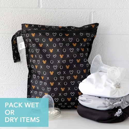 Bumkins Disney Waterproof Wet Bag for Baby, Travel, Swim Suit, Cloth Diapers, Pump Parts, Pool, Beach, Gym Clothes, Toiletry, Hook to Stroller, Daycare, Zip Reusable Wetdry Packing, Minnie Mouse Icon - color: B4 Minnie Mouse Icon, style: Wet Bag