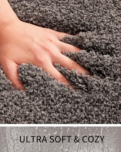 Toilet Rugs U-Shaped Mat 24x22, Contour Bathroom Mat - Ultra Soft & Absorbent Microfiber, Quick-Dry, Machine Washable with High Density Foam Latex Non Slip Backing, Dark Grey - color: Dark Grey, size: 24" X 22"(Toilet Rug)