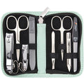 3 Swords Germany - brand quality 8 piece manicure pedicure grooming kit set synthetic leather case mint - Made in Germany - color: MINT