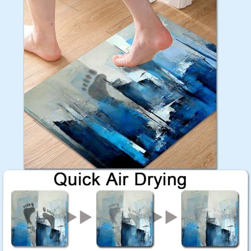 Bath Mat Rug,Blue grey and more colors abstract Non Slip Quick Dry Super Absorbent Thin Bathroom Rugs Fit Under Door-Easy to clean Bathroom Floor Mats-Shower Rug for Shower Sink Bathtub(17" x 27.5"In) - color: Blue Grey and More Colors Abstract, size: 1'5