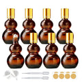 Essential Oil Roller Bottles, 20ml Amber Gourd Shaped Glass Roller Bottles with Stainless Steel Roller Ball, for Travel,Perfume (Amber-Gold Cap, 20ML) - color: Amber-Gold Cap, size: 20ML