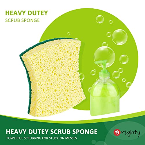 ORIGHTY Heavy Duty Cellulose Scrub Sponges Kitchen, Powerful Scrubbing & Cleaning, Suitable for Washing Dishes and Kitchen Cleaning, Absorbent & Rich Foam, 24 Count - color: Green
