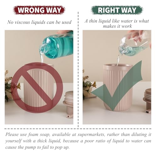 BosilunLife Foam Hand Soap Dispenser - Ceramic Foaming Soap Dispenser for Bathroom 12oz Refillable Liquid Lotion Soap Dispenser with Rust-Proof Foaming Pump for Countertop - color: Khaki Foam Pump