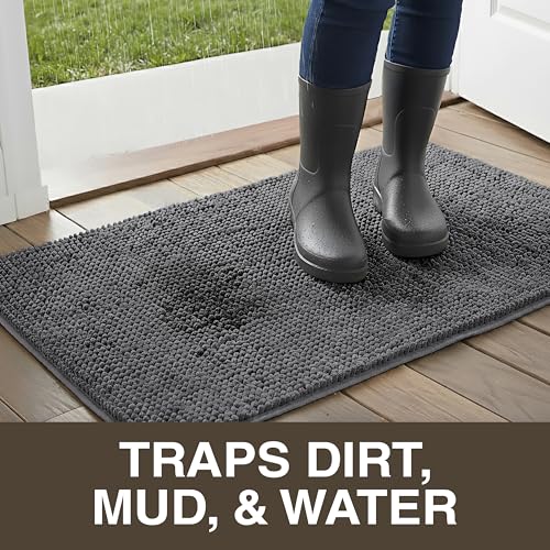 Neater Home Plush Bathroom Rugs 36x24 Thick Chenille Quick Dry Microfiber Absorbent Bath Mat, Soft Bath Rugs, Machine Washable Bathroom Floor Mat for Tub Shower Sink, Home Decor Accessories, Charcoal - color: Charcoal Gray, size: 36" x 24"