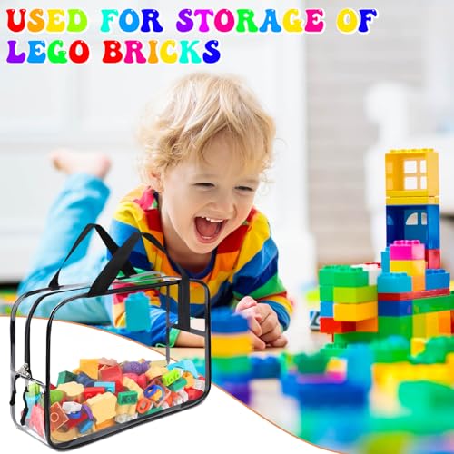 8 Packs Large Toy Storage Bags, Reusable Clear PVC Board Game Storage, Toy Storage Organizer Bags with Zipper for Building Blocks, Puzzle and Handmade Accessories, Clear Toiletry Bag - color: Black, size: Large