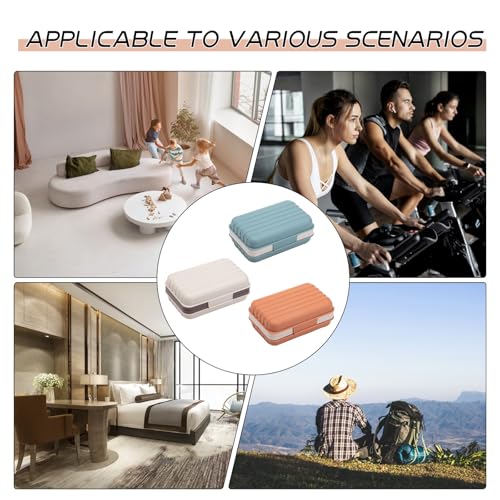 XJMWXHFC 3Pcs Travel Soap Containers with Lid, Portable Draining Soap Bar Holder for Traveling, Camping, Outdoor, Gym, Bathroom, Home (Blue, White, Brown)