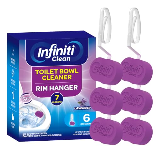 Toilet Bowl Cleaner Rim Hanger, 6 Count Automatic Bowl Toilet Cleaner, Cleans and Freshens Toilet Bowl, 7 Month (Lavender)