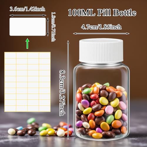 Lamoutor 30Pcs Clear Pill Bottle Plastic Medicine Bottle Empty Reagent Chemical Containers with Caps for Liquid Solid Powder Medicine 100ML - size: 100ML