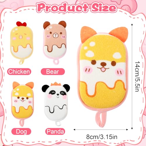 4 Pcs Baby Bath Sponge, Multicolored-Bath Loofah Sponge Bath Sponges for Kids Babys Absorbent Shower Sponges Soft Baby Spongess for Bathing - color: Bright Color