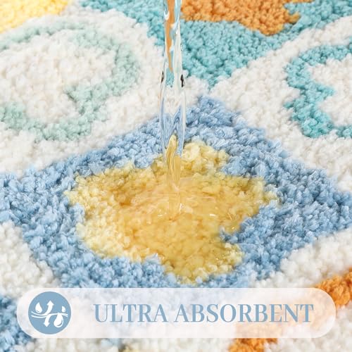 Flower Toilet Rug U Shaped, Soft Bathroom Toilet Rug Non Slip Bath Mat Absorbent Machine Washable 20 x 22 Inches, Colorful Flowers - color: Flowers
