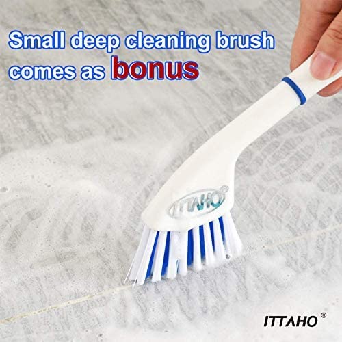 Floor Scrub Brush - 2 in 1 Deck Scrub Brush with Long Handle for Tile, Deck, Patio, Marble, Garage, Wall, Kitchen, Bathroom - size: 12"