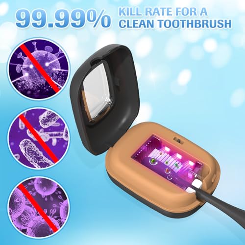 YourMate Rechargerable UVC Toothbrush Sanitizer Case Pro Compatible with Electric Toothbrush Heads/Regular Toothbrushes Travel Toothbrush Covers Case Magnetic Holder for Houshold/Traveling Black - color: Black