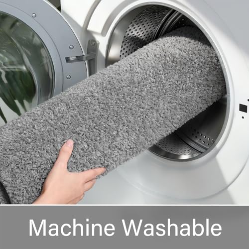 LOCHAS Bathroom Rugs Sets 3 Piece, Microfiber Bath Rug Set Non Slip Washable, Shaggy Toilet Rug Set Absorbent, Soft Cozy Bath Mat Set Quick Dry, Grey - color: Grey, size: 30" x 20" + 24" x 17" + U Shape 24" x 20"