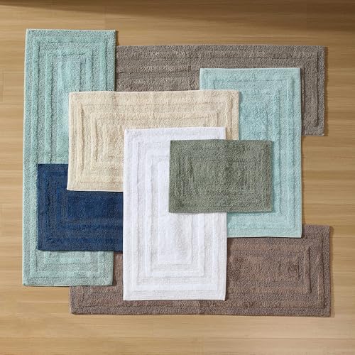 Eddie Bauer - Bathroom Rug, 100% Soft Plush Tufted Cotton Bath Rug, Highly Absorbent, Quick-Dry, and Skid-Resistant Backing (Logan Turquoise, 24" x 40") - color: Turquoise, style: 24" x 40"