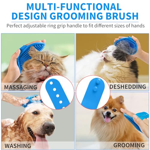 Comotech 6PCS Dog Bath Brush & Dog Toothbrush | Adjustable Handle Shampoo Brush & Scrubber for Short & Long Haired Dogs & Cats | Effectively Solve Odor & Stain Removal Problems (Blue Blue Blue.) - color: Blue Blue Blue