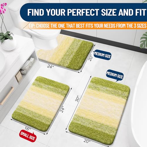 OLANLY Small Bathroom Rugs Mat 24x16, Extra Soft Absorbent Microfiber Bath Rugs, Rubber Backing, Quick Dry, Washable Bath Mats for Bathroom Floor, Tub and Shower, Home Decor Accessories, Olive Green - color: Olive Green, size: 24" X 16"