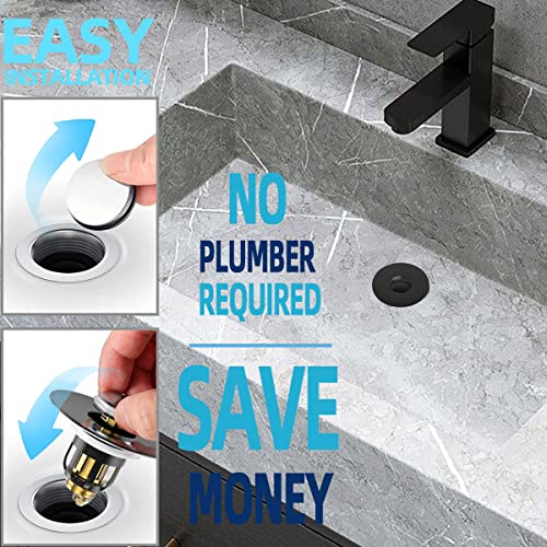 MUAIOLAUS Universal Bathroom Sink Stopper, Pop Up Sink Stopper with Basket Hair Catcher, Anti Clogging Sink Drain Filter for 1.06"-1.65" Drain Holes - color: Black