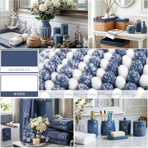 BSICPRO Bathroom Rugs and Mats Sets, 2 Piece Thick Absorbent Chenille Bath Mat Rug Set Non Slip, Soft Shaggy Bath Room Floor Mats for Bathroom, Machine Washable (20" x 32" Plus 16" x 24",Denim Blue) - color: Denim Blue, size: 20" x 32" Plus 16" x 24"