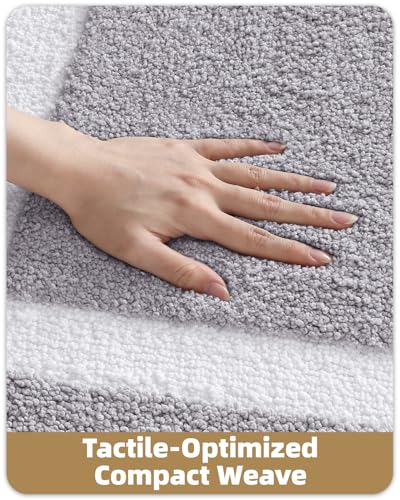 Color&Geometry Gray Bathroom Rugs 43x24, Extra Soft Absorbent Microfiber Bath Rugs, Non-Slip Bathroom mat, Washable Plush Bath Mats for Bathroom, Shower, Bathtub, Laundry, Light Grey White - color: C, size: 24"x44"