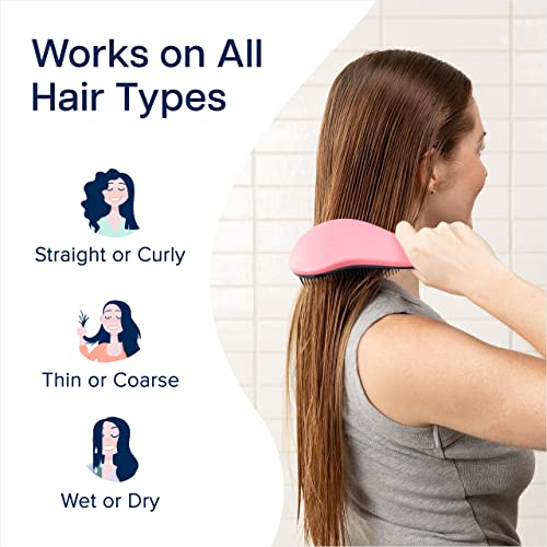 Crave Naturals Glide Thru Detangler Brush Pack of 2 - Curly Hair Brush for Women and Kids - Wet and Dry Comb for Adults - Soft Flexible Bristles for Gentle Use - Pink and Soft Hazy Swirl - color: Soft Hazy Swirl & Pink, size: 2 Pack (Regular)