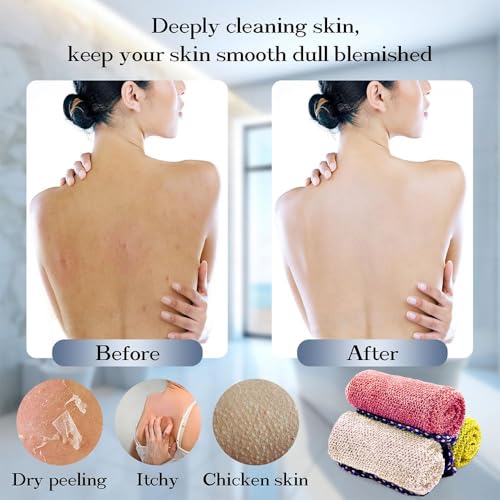 African Net Sponge Authentic - 3 Pcs Exfoliating Net Sponge with Mit Engmaschigem Design for Body & Back Scrubber, 31.5-Inch Long Bath Sponge for Shower, Skin Smoothing Washcloth (Pink, Yellow, White) - style: light