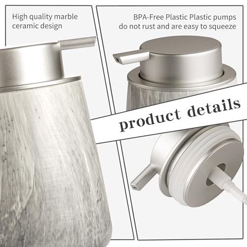 Enra Ceramic Foaming Soap Dispenser,12 oz Gray Hand Foam Soap Dispenser for Bathroom Kitchen with Easy-to-Press Pump(Gray Foam Type) - color: Gray Foam Type
