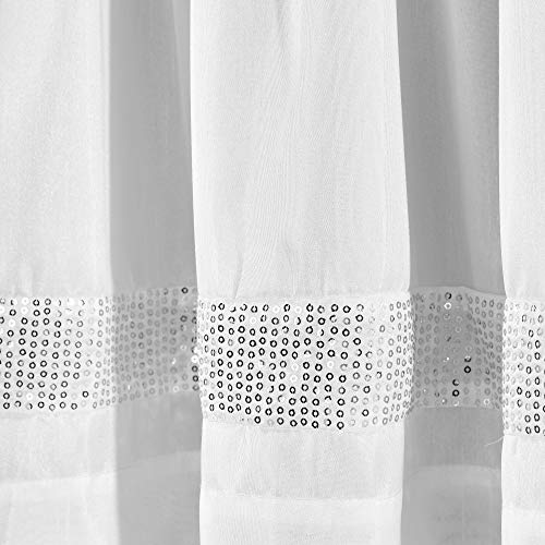 Lush Decor Night Sky Valance Curtain Single, 84"W x 18"L White & Silver - Extra Wide Curtains - Kitchen Curtains Valances For Windows - Bathroom Curtain - color: White & Silver, size: 84"W x 18"L (Pack of 1), style: Valance