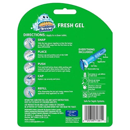 Scrubbing Bubbles Toilet Cleaning Gel Glade Rainshower, 1.34 Ounce (Pack of 2) - size: 1.34 Ounce (Pack of 2)